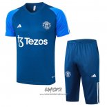 Chandal del Manchester United 2023-2024 Manga Corta Azul - Pantalon Corto