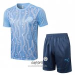 Chandal del Manchester City 2024-2025 Manga Corta Azul - Pantalon Corto