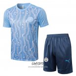 Chandal del Manchester City 2024-2025 Manga Corta Azul - Pantalon Corto
