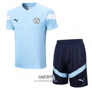 Chandal del Manchester City 2022-2023 Manga Corta Azul - Pantalon Corto