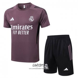 Chandal del Real Madrid 2025-2026 Manga Corta Purpura - Pantalon Corto