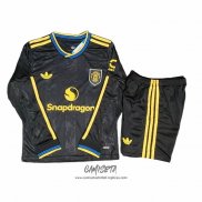 Tercera Camiseta Manchester United 2025-2026 Nino Manga Larga