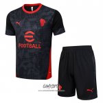 Chandal del AC Milan 2025-2026 Manga Corta Negro - Pantalon Corto