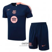 Chandal del Barcelona 2025-2026 Manga Corta Azul - Pantalon Corto Rosa
