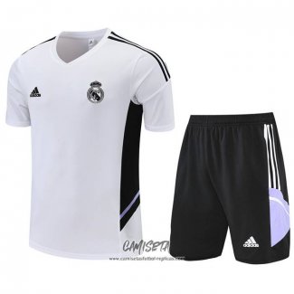 Chandal del Real Madrid 2022-2023 Manga Corta Blanco - Pantalon Corto