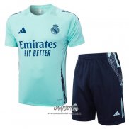 Chandal del Real Madrid 2024-2025 Manga Corta Verde - Pantalon Corto
