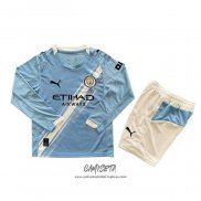 Primera Camiseta Manchester City 2025-2026 Nino Manga Larga