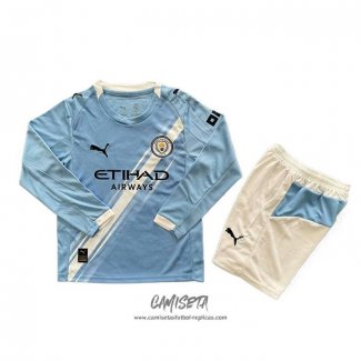Primera Camiseta Manchester City 2025-2026 Nino Manga Larga