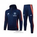 Chandal de Sudadera del Manchester United 2024-2025 Nino Azul