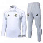 Chandal de Sudadera del Real Madrid 2025-2026 Blanco Gris