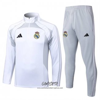 Chandal de Sudadera del Real Madrid 2025-2026 Blanco Gris