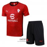 Chandal del AC Milan 2025-2026 Manga Corta Rojo - Pantalon Corto