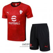 Chandal del AC Milan 2025-2026 Manga Corta Rojo - Pantalon Corto