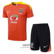 Chandal del Brasil 2025-2026 Manga Corta Naranja - Pantalon Corto