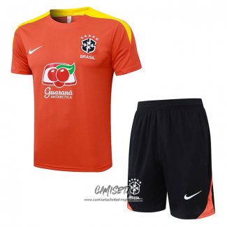 Chandal del Brasil 2025-2026 Manga Corta Naranja - Pantalon Corto