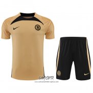 Chandal del Chelsea 2022-2023 Manga Corta Oro - Pantalon Corto