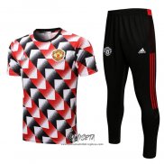 Chandal del Manchester United 2022-2023 Manga Corta Negro y Rojo