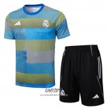 Chandal del Real Madrid 2025-2026 Manga Corta Azul Verde - Pantalon Corto