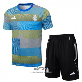 Chandal del Real Madrid 2025-2026 Manga Corta Azul Verde - Pantalon Corto