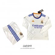 Primera Camiseta Real Madrid 2021-2022 Nino Manga Larga