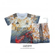 Camiseta Real Madrid Dragon 2025-2026 Nino Naranja