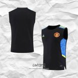 Camiseta de Entrenamiento Manchester United 2022-2023 Sin Mangas Azul