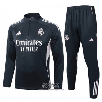Chandal de Sudadera del Real Madrid 2025-2026 Nino Gris Oscuro