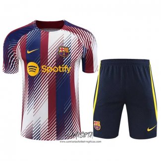 Chandal del Barcelona 2023 Manga Corta Azul y Rojo - Pantalon Corto