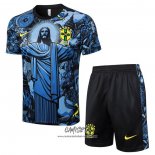 Chandal del Brasil Jesus 2024-2025 Manga Corta Azul - Pantalon Corto