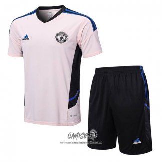 Chandal del Manchester United 2022-2023 Manga Corta Rosa - Pantalon Corto