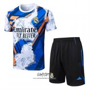 Chandal del Real Madrid 2025-2026 Manga Corta Azul - Pantalon Corto Blanco