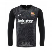 Camiseta Barcelona Portero 2020-2021 Manga Larga Negro