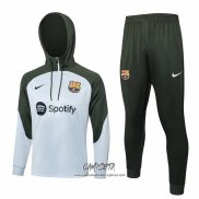 Chandal de Sudadera del Barcelona 2023-2024 Nino Gris Claro