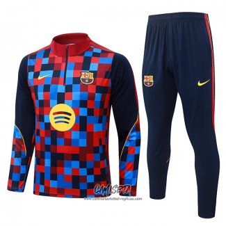 Chandal de Sudadera del Barcelona 2026-2027 Nino Azul Rojo