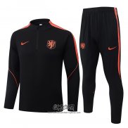 Chandal de Sudadera del Paises Bajos 2026-2027 Nino Negro