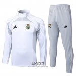 Chandal de Sudadera del Real Madrid 2025-2026 Nino Blanco Gris