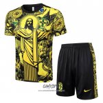 Chandal del Brasil Jesus 2024-2025 Manga Corta Amarillo - Pantalon Corto
