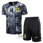 Chandal del Brasil Jesus 2024-2025 Manga Corta Negro - Pantalon Corto