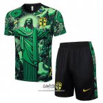 Chandal del Brasil Jesus 2024-2025 Manga Corta Verde - Pantalon Corto