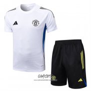 Chandal del Manchester United 2025-2026 Manga Corta Blanco - Pantalon Corto