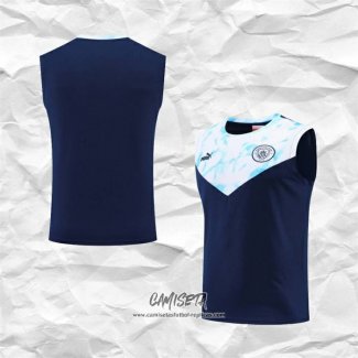 Camiseta de Entrenamiento Manchester City 2022-2023 Sin Mangas Azul