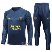 Chandal de Sudadera del Paris Saint-Germain 2023-2024 Nino Azul