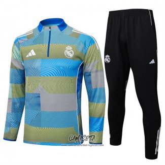 Chandal de Sudadera del Real Madrid 2025-2026 Nino Azul Verde