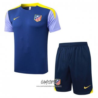 Chandal del Atletico Madrid 2025-2026 Manga Corta Azul - Pantalon Corto