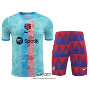 Chandal del Barcelona 2023-2024 Manga Corta Azul - Pantalon Corto