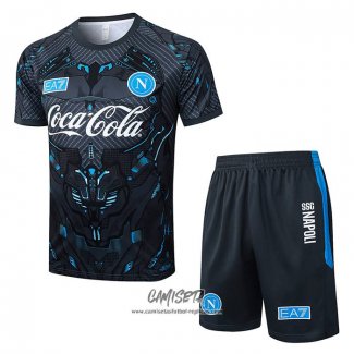 Chandal del Napoli 2025-2026 Manga Corta Negro - Pantalon Corto
