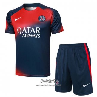 Chandal del Paris Saint-Germain 2023-2024 Manga Corta Rojo y Azul - Pantalon Corto