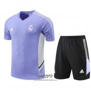 Chandal del Real Madrid 2022-2023 Manga Corta Purpura - Pantalon Corto