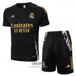 Chandal del Real Madrid 2024-2025 Manga Corta Negro - Pantalon Corto