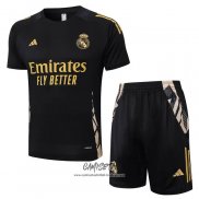 Chandal del Real Madrid 2024-2025 Manga Corta Negro - Pantalon Corto